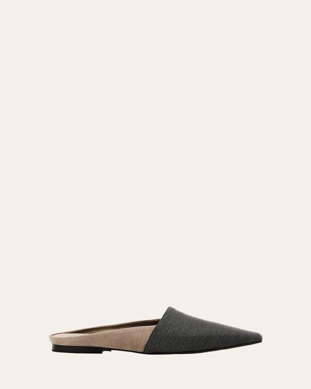 Monili Suede Ballerina Mules